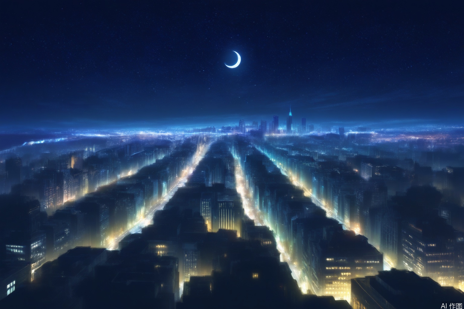 digital illustration

light corpuscle

outdoors

sky

no humans

night

moon

building

star \(sky\)

night sky

scenery

starry sky

city

cityscape

crescent moon

city lights