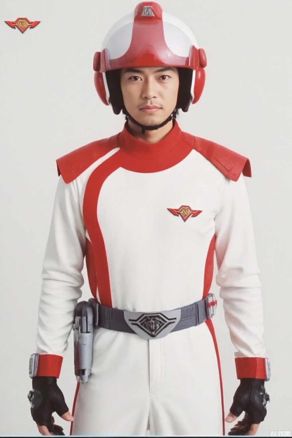 masterpiece, best quality,solo,(white background:1.2),simple background,
looking at viewer,DASH,white jacket,collar,belt,logo,uniform,jacket,gloves,boots,emblem,pants,white gloves,black footwear,white jacket with red line