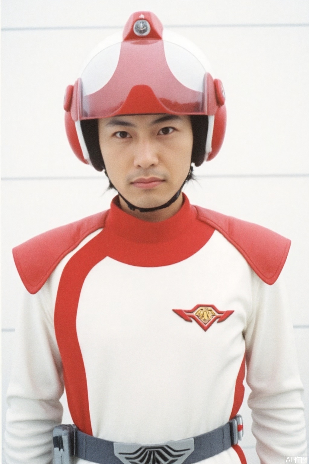 masterpiece, best quality,solo,(white background:1.2),simple background,
looking at viewer,HEART-NEOS,white jacket,collar,belt,logo,uniform,emblem,white gloves,white jacket with red line