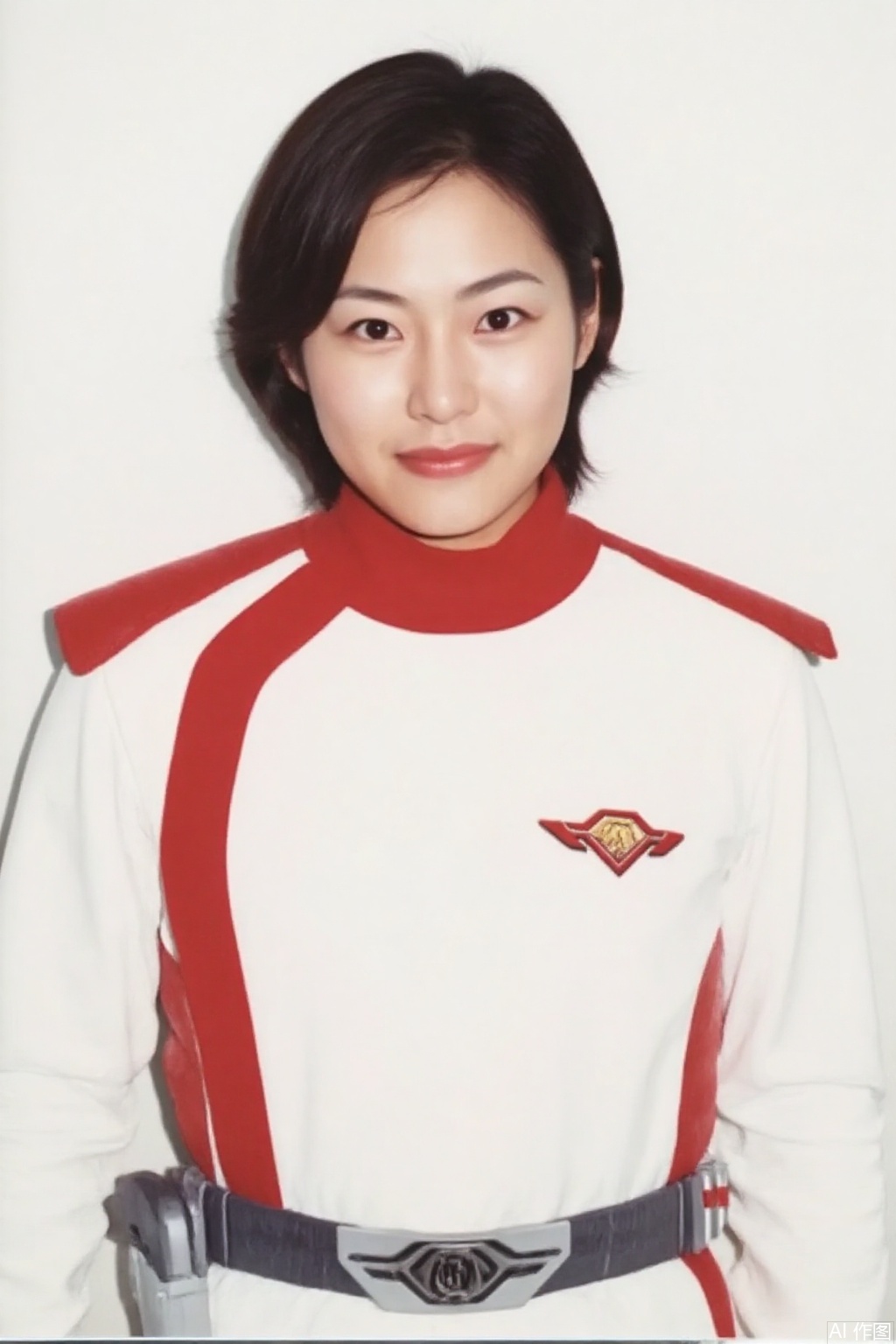 masterpiece, best quality,solo,(white background:1.2),simple background,
looking at viewer,HEART-NEOS,white jacket,collar,belt,logo,uniform,emblem,white gloves,white jacket with red line