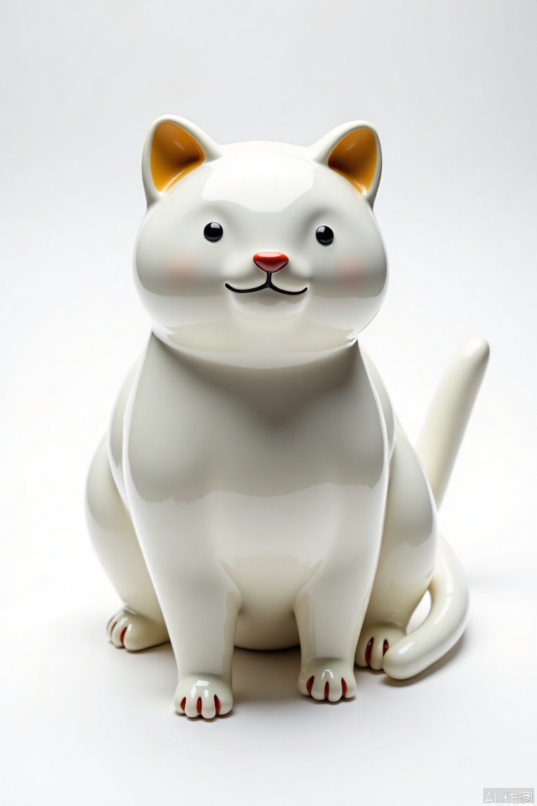  cat, furry, solo, simple background, white background, sandals, full body, dougi,sand painting,Porcelain artworks；Porcelain handicrafts