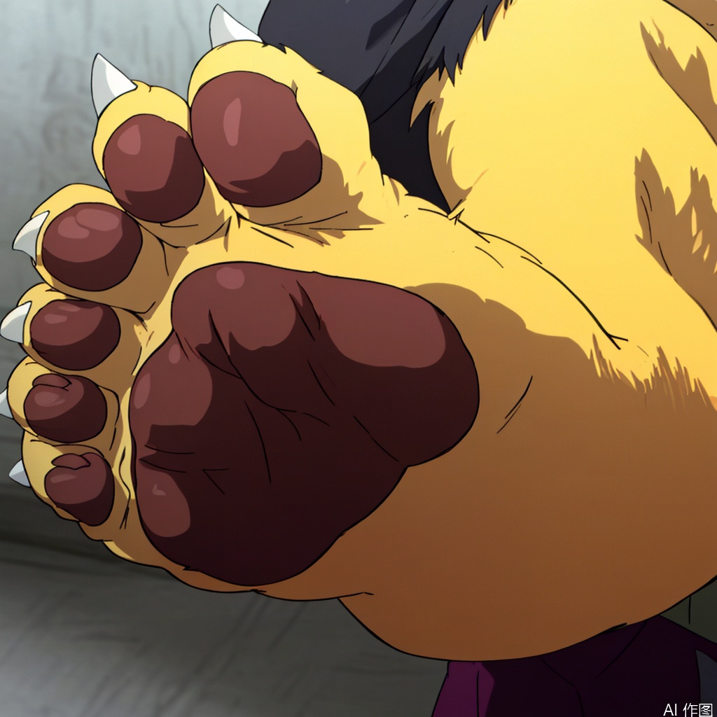 1boy,only feet,pads,furry foot,furry,furry nails,foot focus