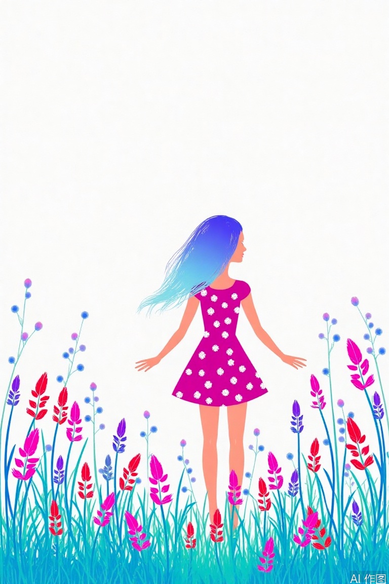 Paper art,1girl,Pink art,flowers,prairie,park