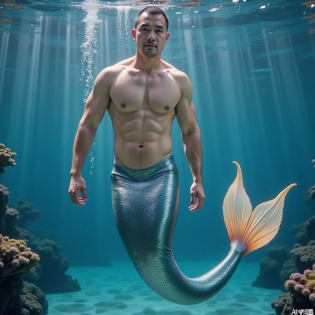 1boy, mermaid, male mermaid,mature