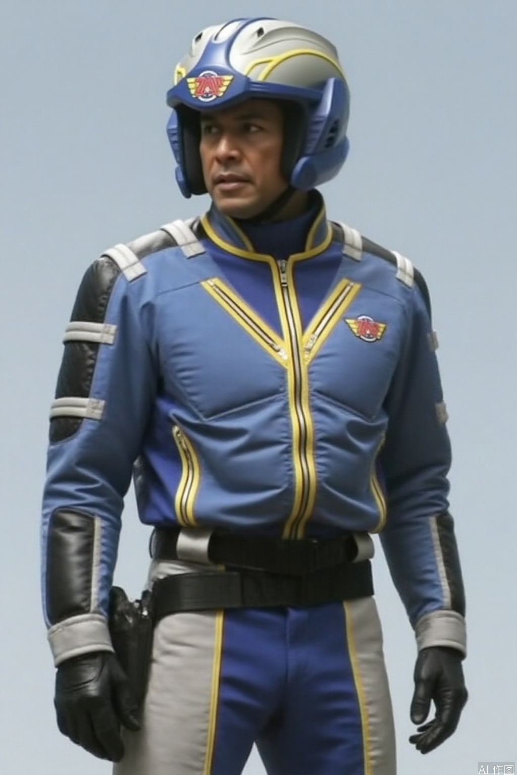 ZAP,collar,belt,logo,uniform,jacket,pants,gloves,boots,emblem,blue jacket,blue pants,blue jacket with grey line,blue pants with gray line,helmet