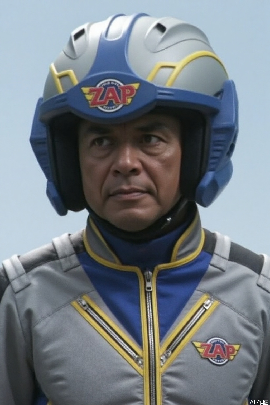 ZAP,collar,belt,logo,uniform,jacket,pants,gloves,boots,emblem,blue jacket,blue pants,blue jacket with grey line,blue pants with gray line,helmet