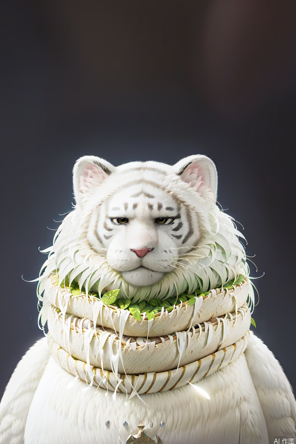 signature, no humans, animal, white tiger, realistic, animal focus, whiskers,Party Animals,animal focus