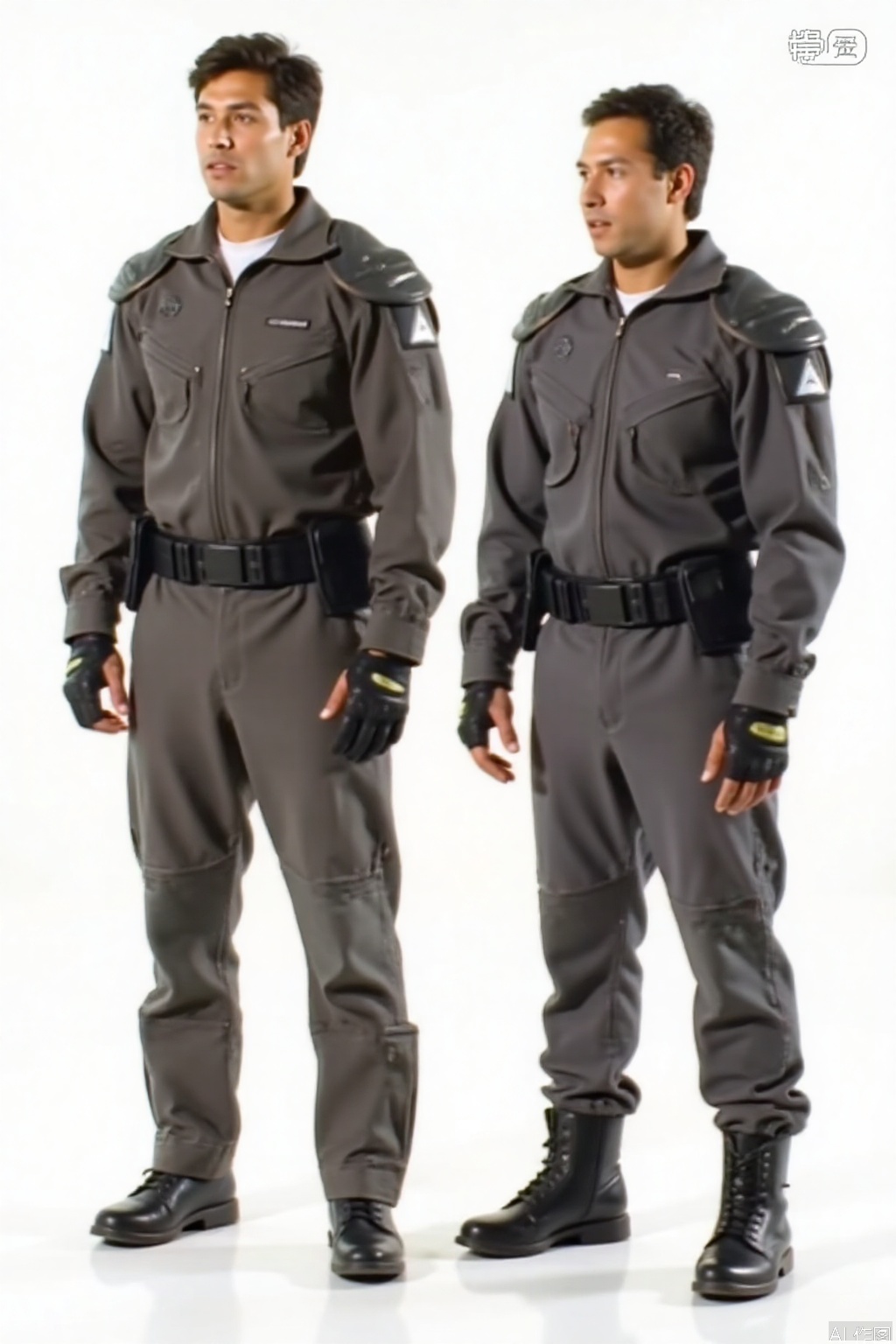 UMA,helmet,collar,belt,logo,uniform,jacket,pants,gloves,boots,emblem,grey jacket,grey pants
