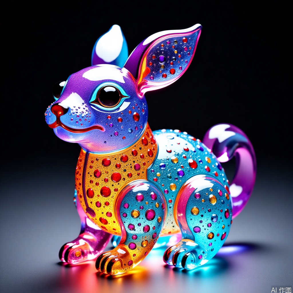 Colorful crystal process,rabbit boy