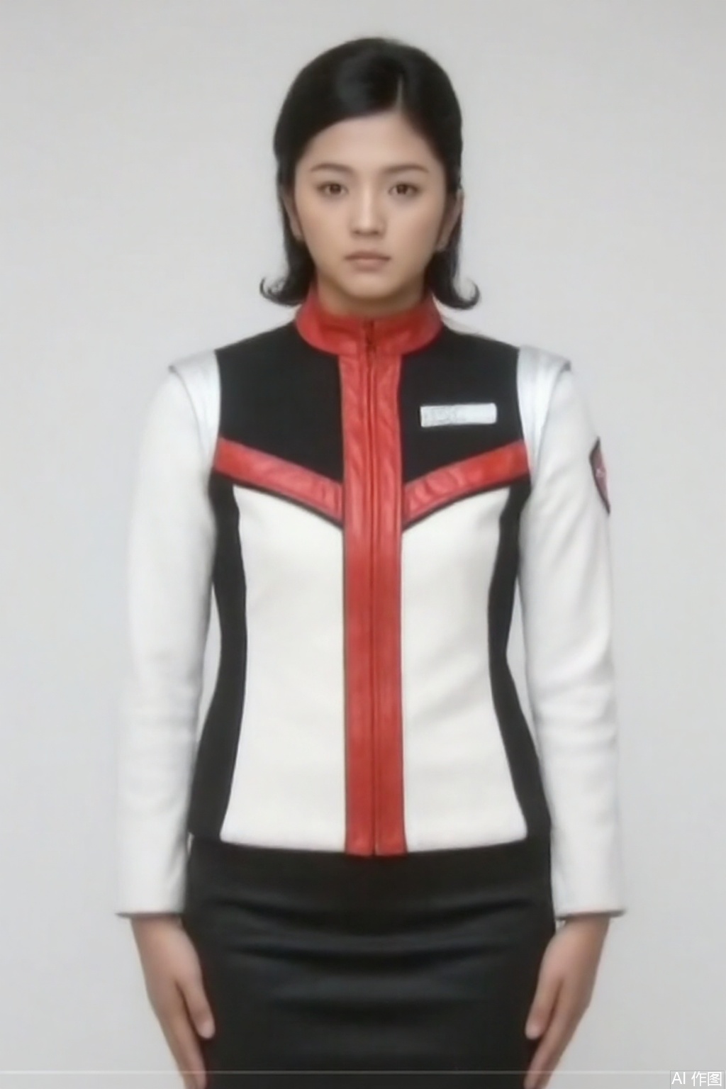 masterpiece, best quality,solo,(white background:1.2),simple background,
looking at viewer,DASH,white jacket,collar,belt,logo,uniform,jacket,gloves,boots,emblem,pants,white gloves,black footwear,white jacket with red line