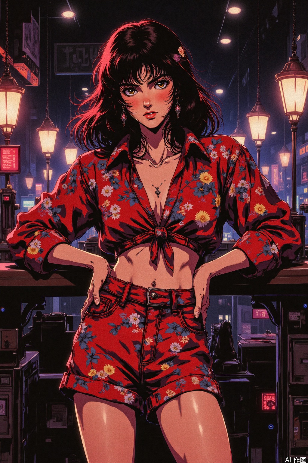  Cute girl, Sexy pose, Fashionable ,Vibrant colors, colorful clothes, Confident expression, Majestic environmental elements, Striking and modern cover design, Trendy and attention-grabbing background, Center of focus is fashion.
in the dark,deep shadow, light master,light master