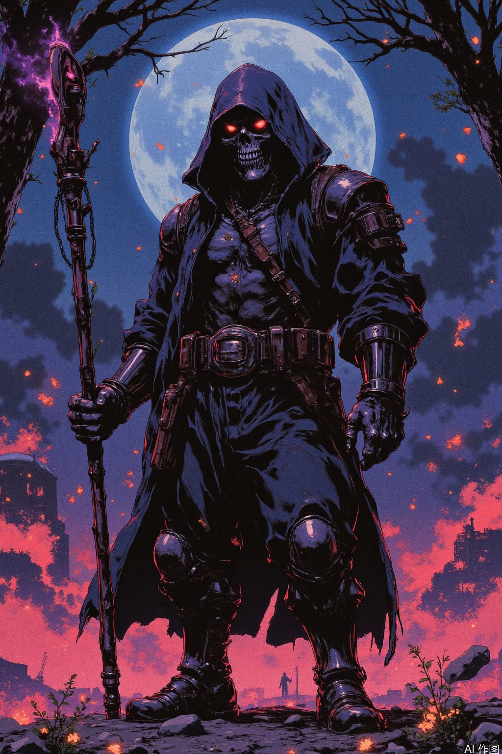 Skeleton, mage, staff,