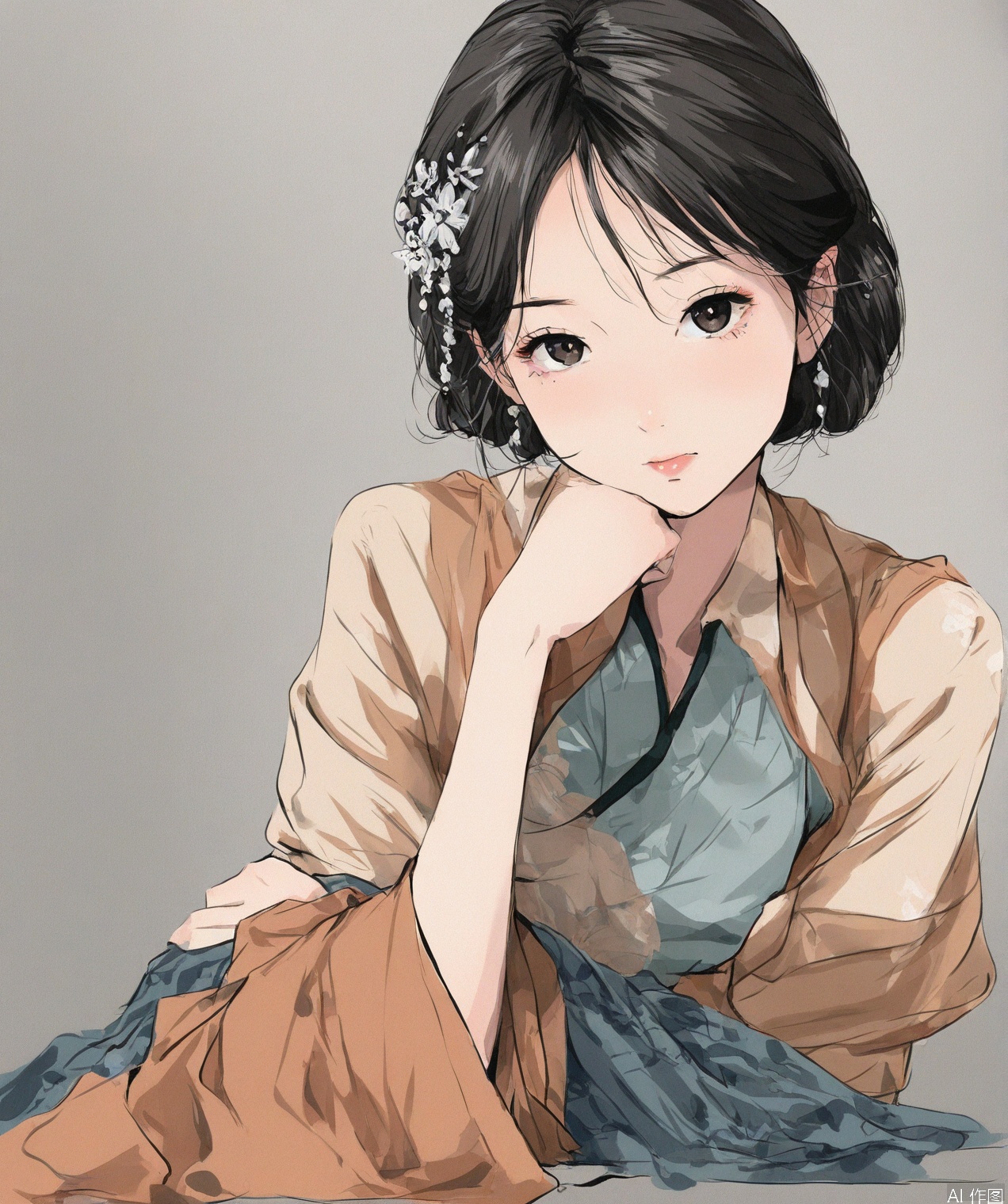 ((very awa)),solo,highly detailed,(best quality),((masterpiece)),1girl,chichi,short hair,hair ornament,