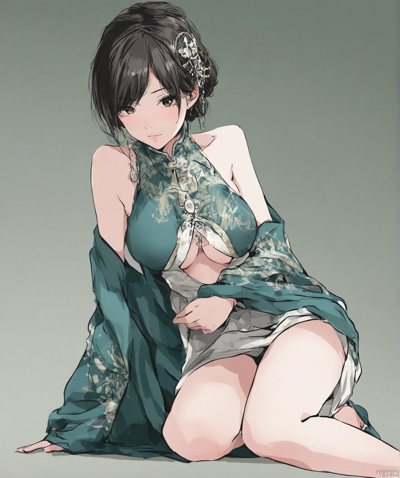 ((very awa)),solo,highly detailed,(best quality),((masterpiece)),1girl,chichi,short hair,hair ornament,