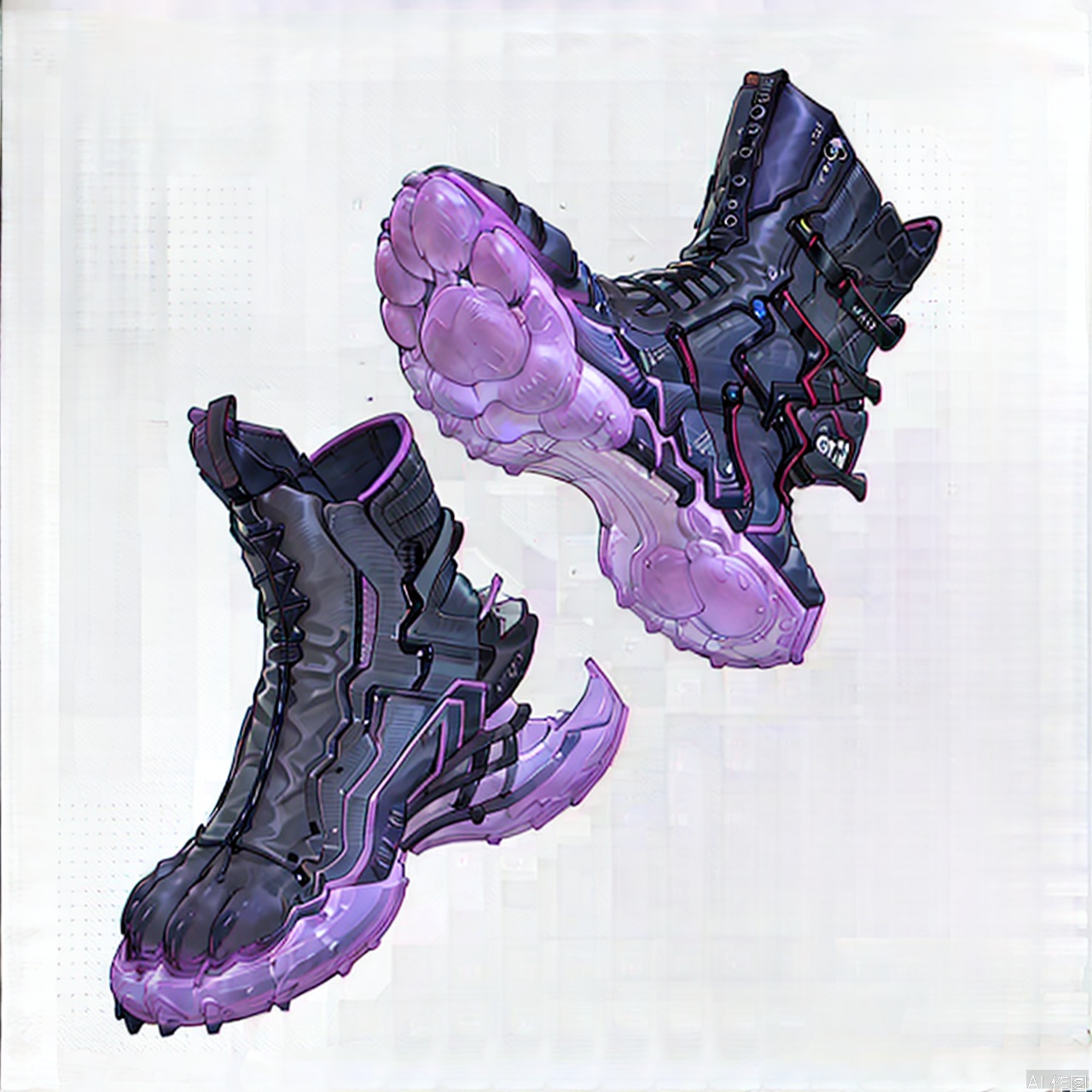white background, boots, black footwear, shose, zipper,fashion,furry feet,furry pads shoes,only feet,furry