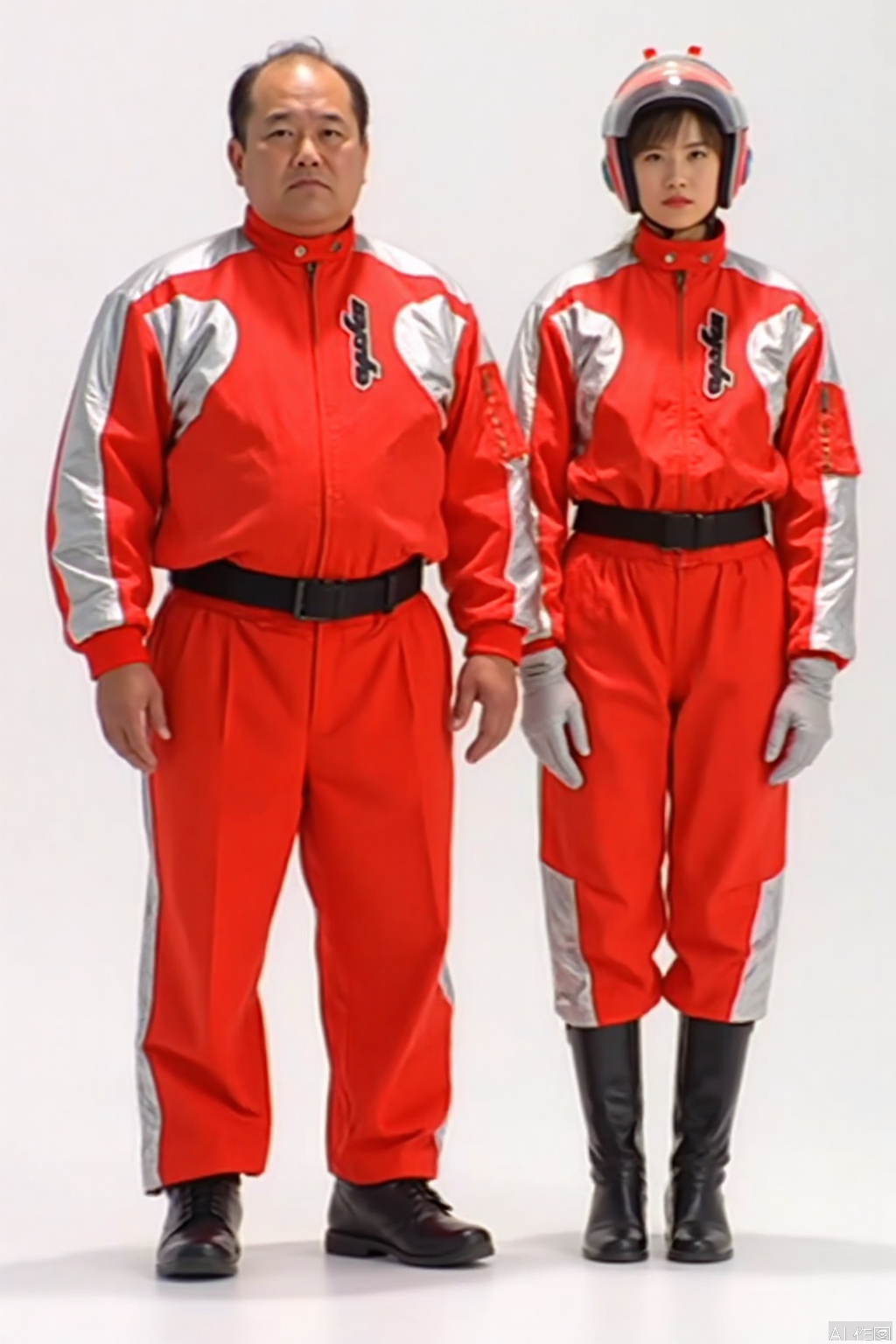 MYDO,red jacket,collar,belt,logo,uniform,jacket,gloves,boots,emblem,pants,white gloves,black footwear,red jacket with white line