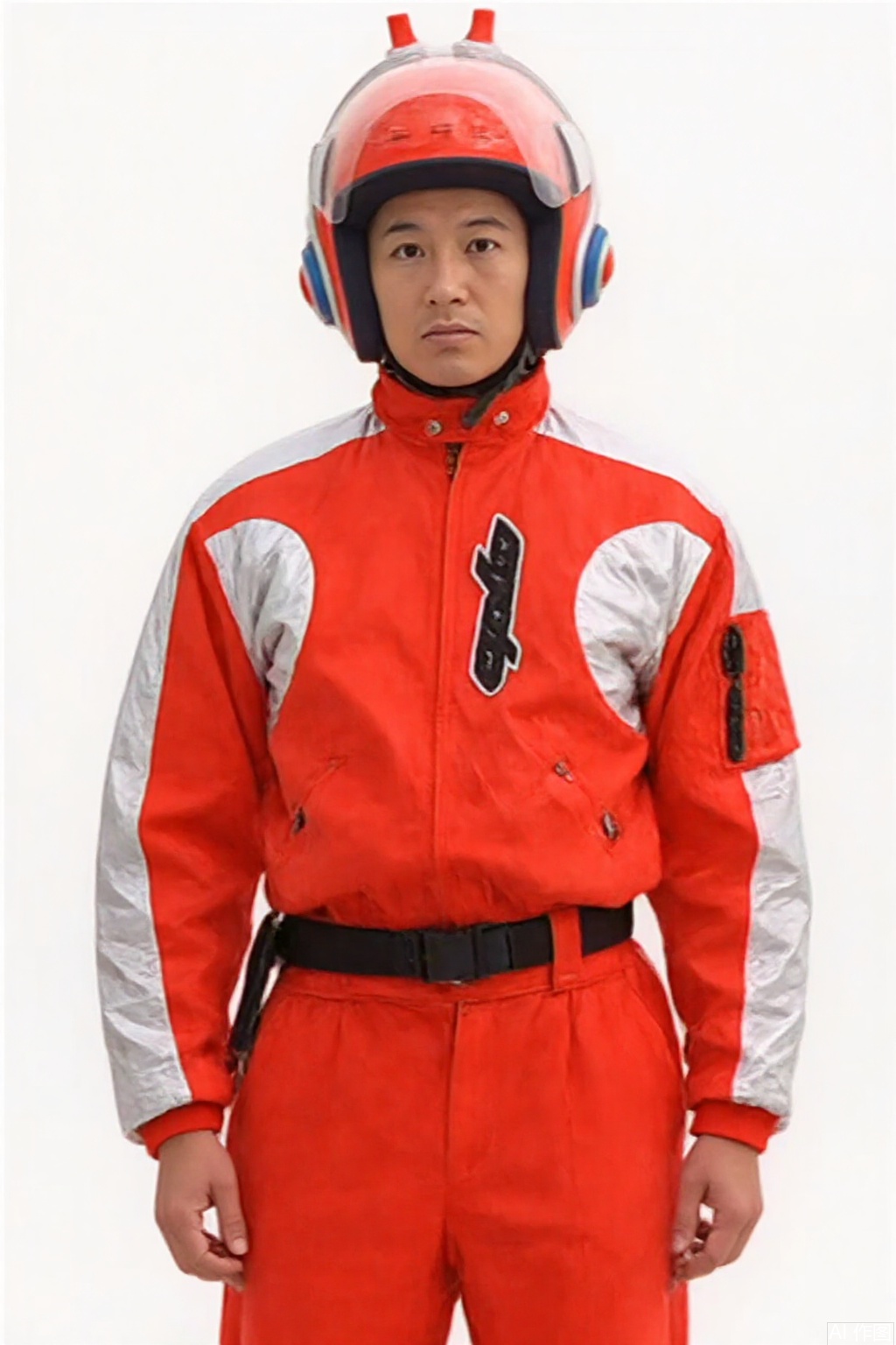 masterpiece, best quality,solo,(white background:1.2),simple background,
looking at viewer,MYDO,red jacket,collar,belt,logo,uniform,jacket,gloves,boots,emblem,pants,white gloves,black footwear,red jacket with white line