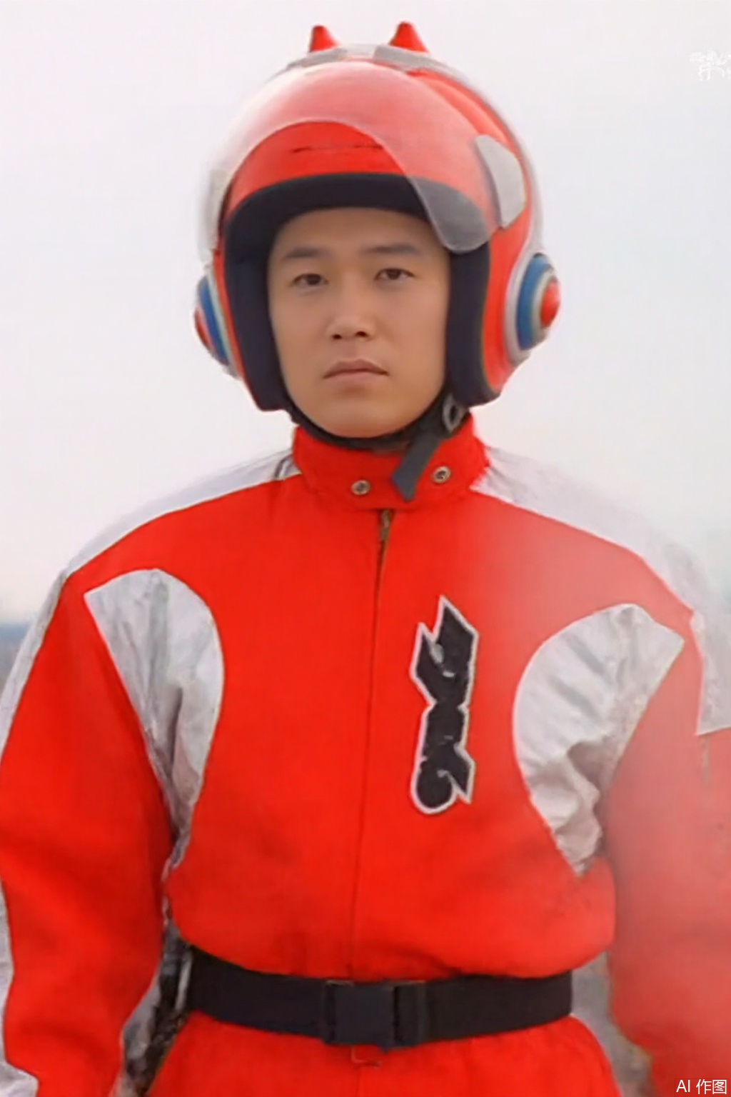 masterpiece, best quality,solo,(white background:1.2),simple background,
looking at viewer,MYDO,red jacket,collar,belt,logo,uniform,emblem,red jacket with white line