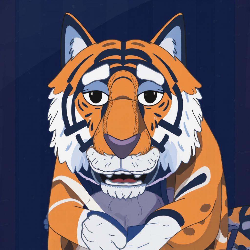 A tiger in Bluey style