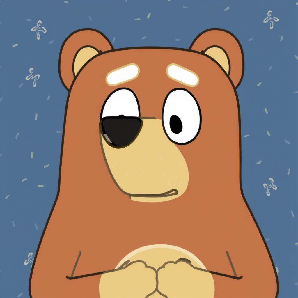 A brown bear in Bluey style