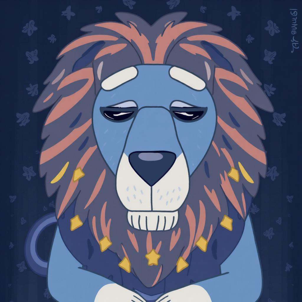 A lion in Bluey style