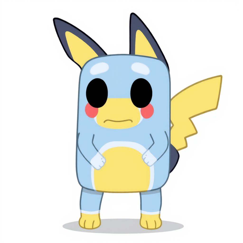 A Pikachu in Bluey style