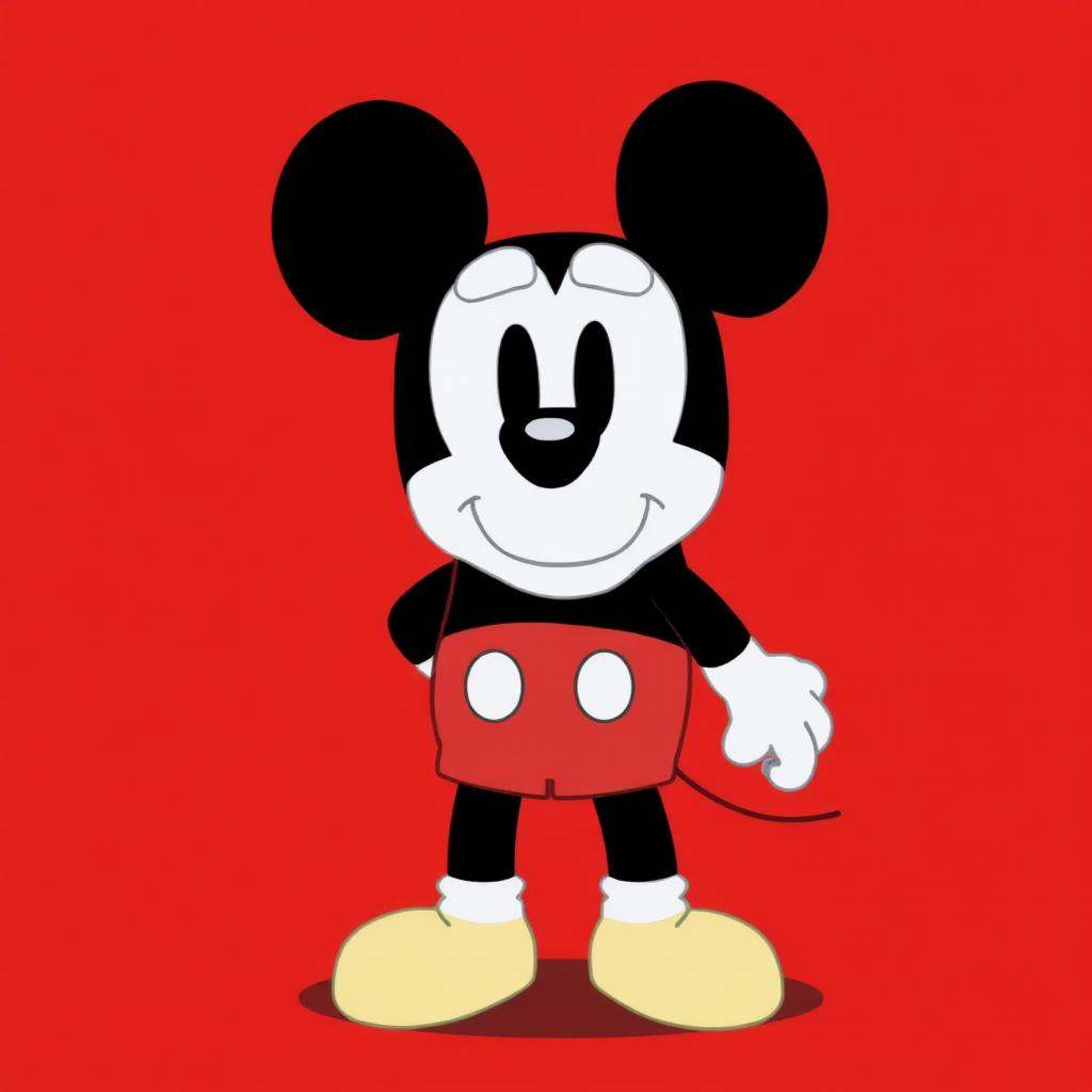 Micky Mouse in red in Bluey style