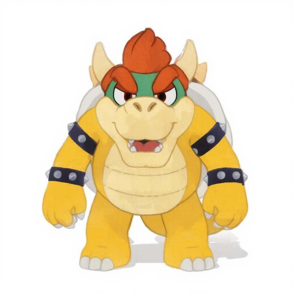 yellow Bowser in Bluey style, square body