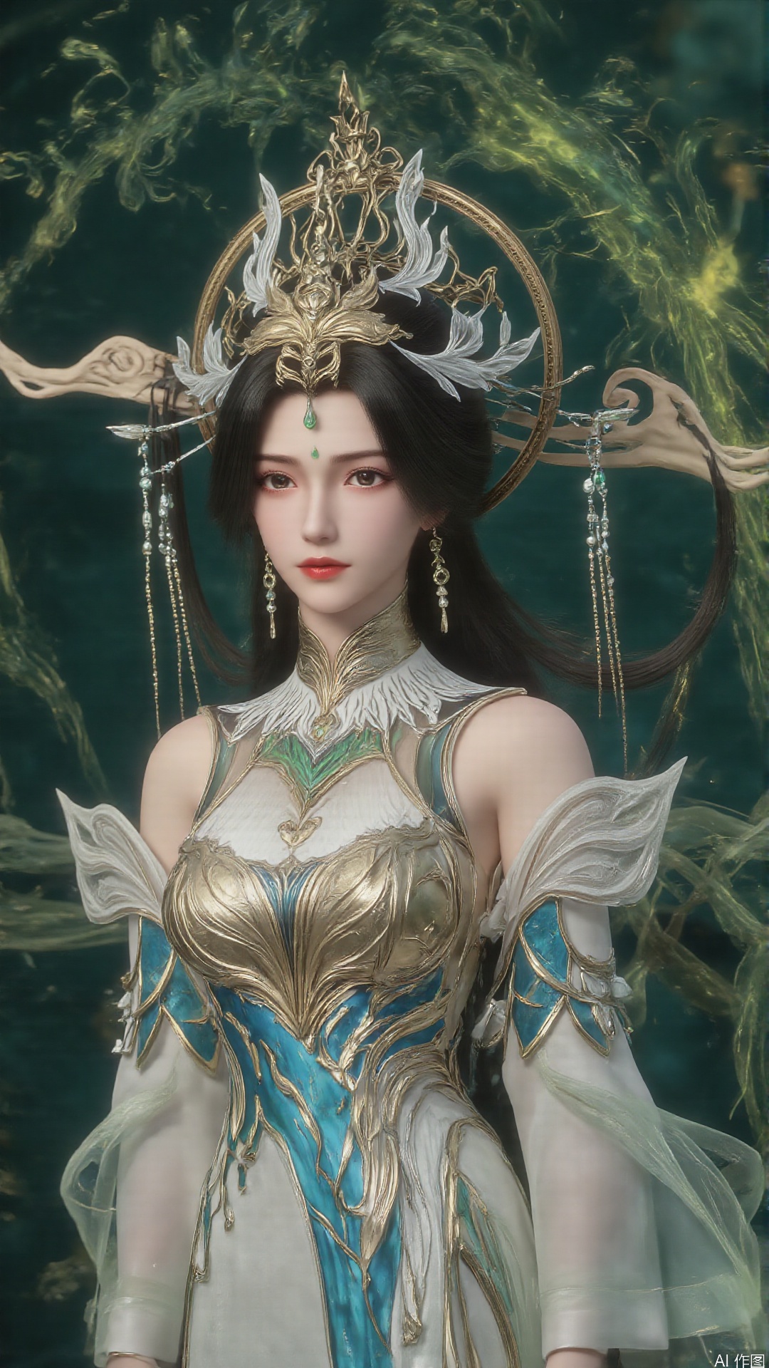 masterpiece,best quality,1girl, details, long hair flowing gracefully, exquisitely crafted hair accessories, headdress, surrounding, dreamy light and shadow effects