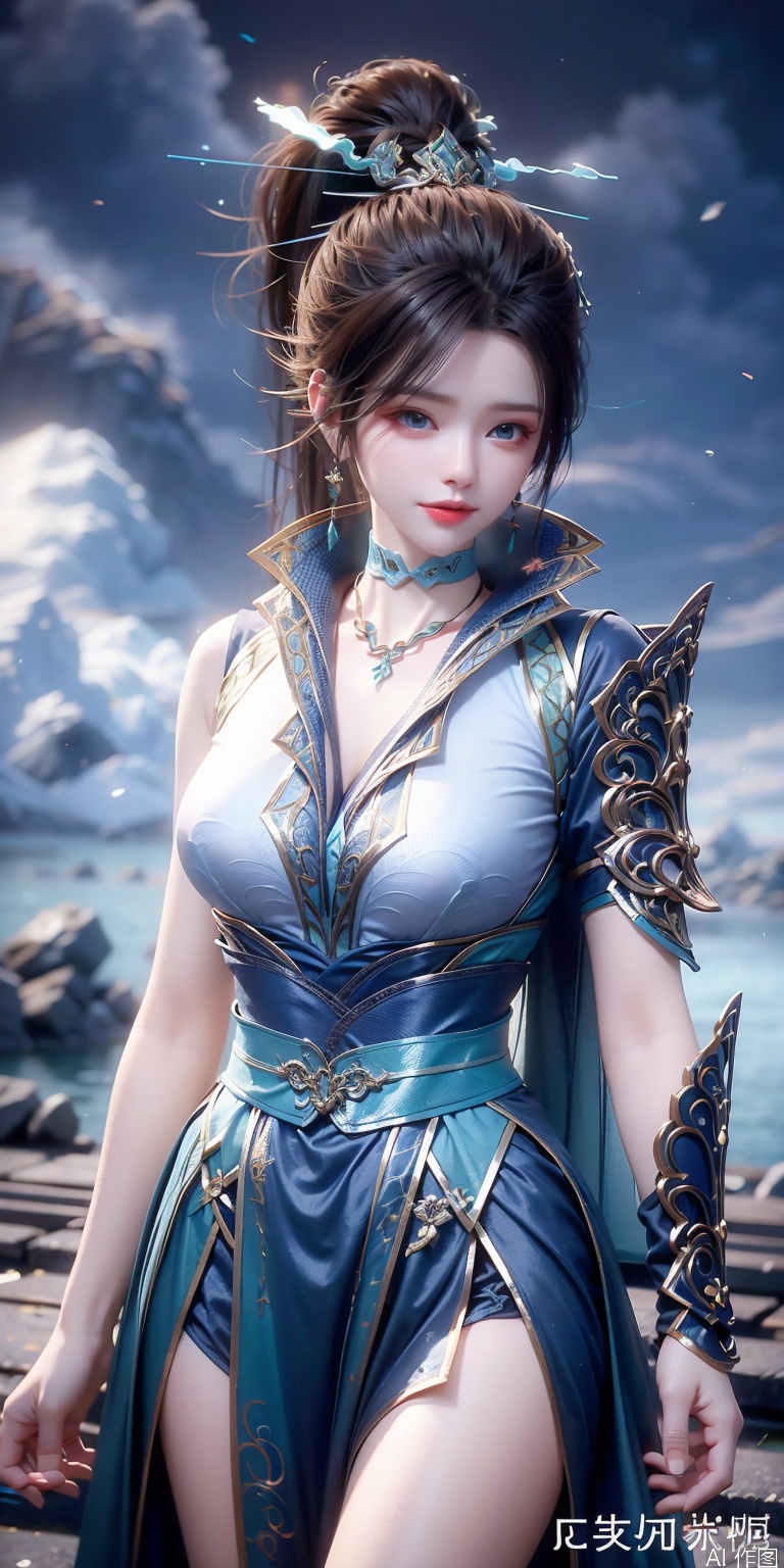 best quality, masterpiece, realistic,cowboy short,(Good structure), DSLR Quality,Depth of field,kind smile,looking_at_viewer,Dynamic pose, , Blue sky and white clouds on the beach,Masterpiece, (ultra wide angle lens: 1.2), Unity8k wallpaper, best quality, (detail shadow: 1.1), a beautiful girl, on a sea of light blue silk, translucent silk, floating light blue silk, surrealist style, minimalism, highly detailed texture, light blue, white clean background, CG rendering, light passing through clouds, 8k resolution, (motion photo: 1.2), (Fidelity: 1.4), original photos, movie lighting, 1girl,, , ,kind smile, , weddingdress,qinglin,blue_eyes,High ponytail