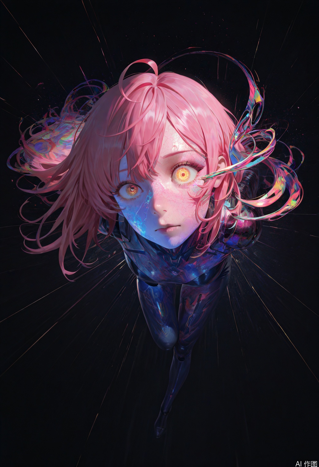 
masterpiece, best quality, very aesthetic,abstract, 1girl, Vibrant digital art, anime-inspired character, swirling neon colors, abstract shapes, psychedelic, intricate details, cyberpunk aesthetic, glowing elements, electric blue, hot pink, neon yellow, black background, surreal, dynamic composition, flowing lines, futuristic, eye-catching, high contrast, vivid, dreamlike, otherworldly,highly detailed, hyper-realistic, 8k, dynamic angle, illustration, intricate details,masterpiece, very aesthetic, absurdres, ,,masterpiece,best quality,amazing quality,masterpiece,realistic,score_9,score_8_up,score_7_up,alone, solo, high quality, dynamic pose, ahoge, best_quality,masterpiece,newest,year 2024,year 2023,very aesthetic,absurdres,impactful picture,offcial art,movie perspective,(aos:1),(fajyobore:0.5),(chiaroscuro:1),
