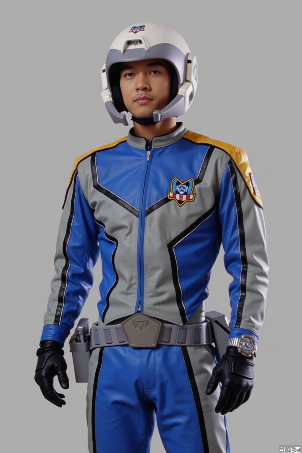 XIG,helmet,collar,belt,logo,uniform,jacket,pants,gloves,boots,emblem,blue jacket,blue pants,blue jacket with grey line,blue pants with gray line