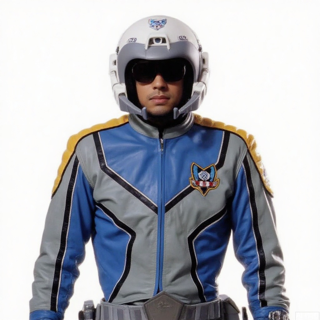 masterpiece, best quality,solo,(white background:1.2),simple background,
looking at viewer,XIG,helmet,collar,belt,logo,uniform,jacket,pants,gloves,boots,emblem,blue jacket,blue pants,blue jacket with grey line,blue pants with gray line