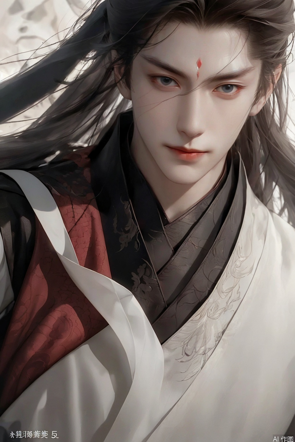 1boy,one man wears hanfu,traditional Chinese battle banners torn by wind,ultra-realistic textile textures,Unreal Engine 5 ray tracing,8K IMAX film grain,Correct human body structure, correct proportion,Close-up bust shot of the face, magazine cover poster