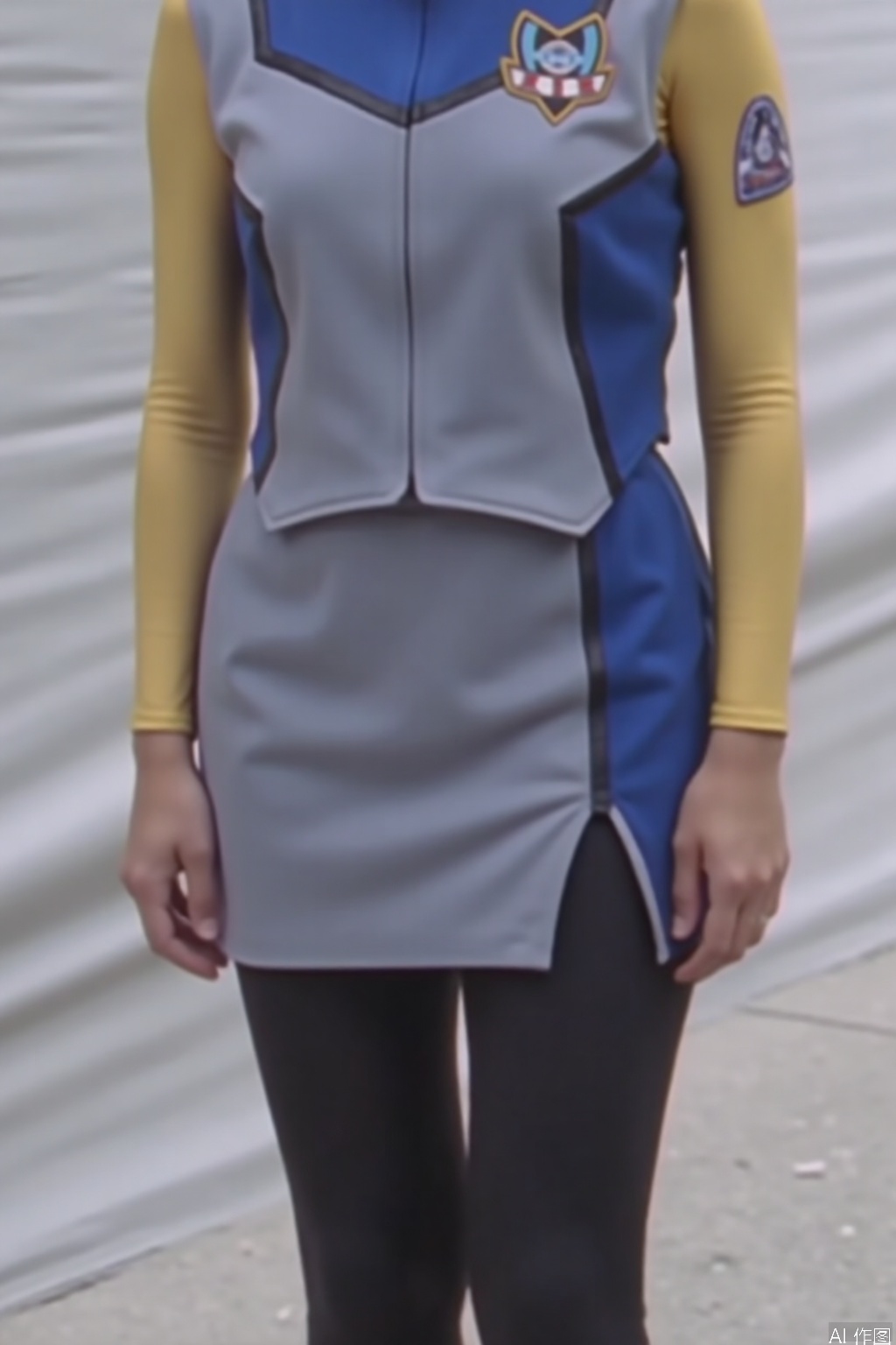 XIG,uniform,skirt,sleeveless,jacket,logo,emblem,black legwear,thighband pantyhose