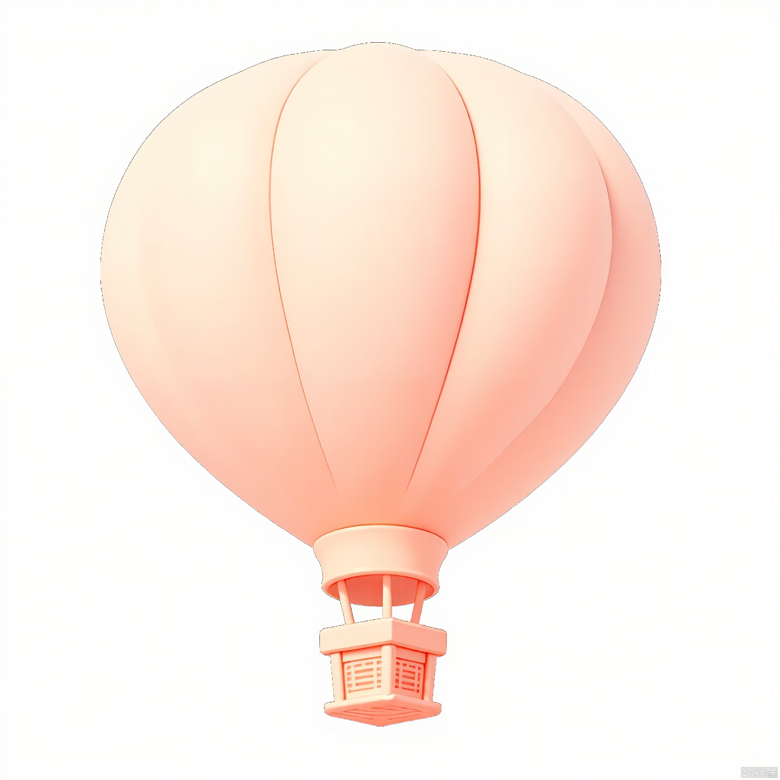 QQYS,A digital illustration of a hot air balloon in a soft,pastel pink color. The balloon has a smooth,shiny texture with gentle,wavy lines that give it a realistic yet stylized appearance. The basket at the bottom is also pink,with a simple,geometric pattern. The balloon is floating against a white background,giving it a clean,minimalist look. The style is whimsical and playful,with a gentle,warm color palette. The balloon appears to be in mid-air,with no visible ground or sky.,
