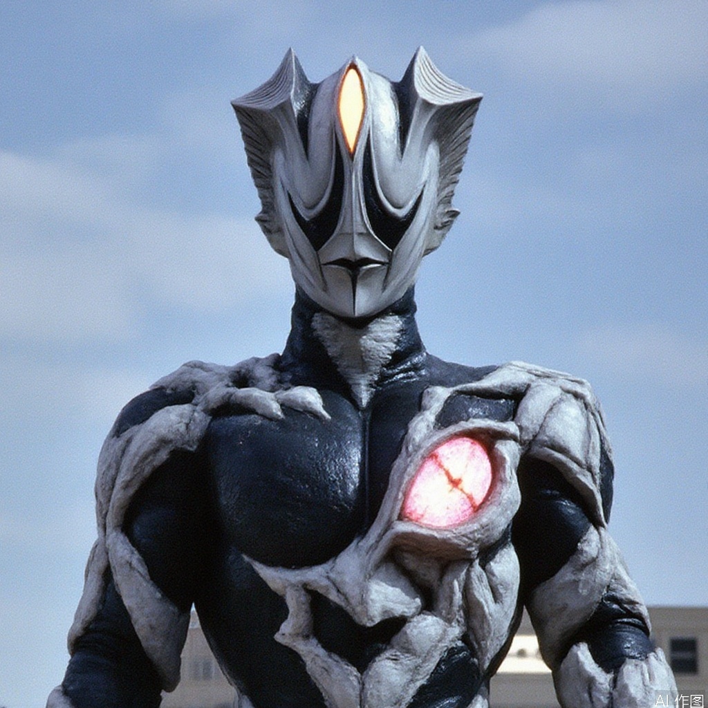 ultraman,bodysuit,gloves,legwear,boots,cover,mask,plugsuit,armor,bodysuit,pattern on body,tight-fitting,helmet,leather suit,latex,tokusatsu,no humans,science fiction,hard mask,no smile,no eyes,no nose,solo,rubber bodysuit with line,alien,