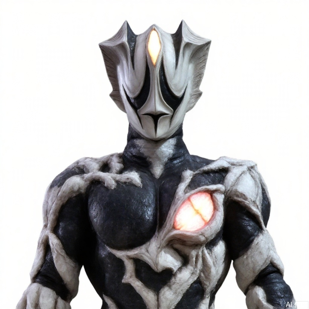 masterpiece, best quality,solo,(white background:1.2),simple background,
looking at viewer,ultraman,bodysuit,gloves,legwear,cover,mask,plugsuit,armor,pattern on body,tight-fitting,helmet,leather suit,latex,tokusatsu,no humans,science fiction,hard mask,no smile,no eyes,no nose,rubber bodysuit with line,alien