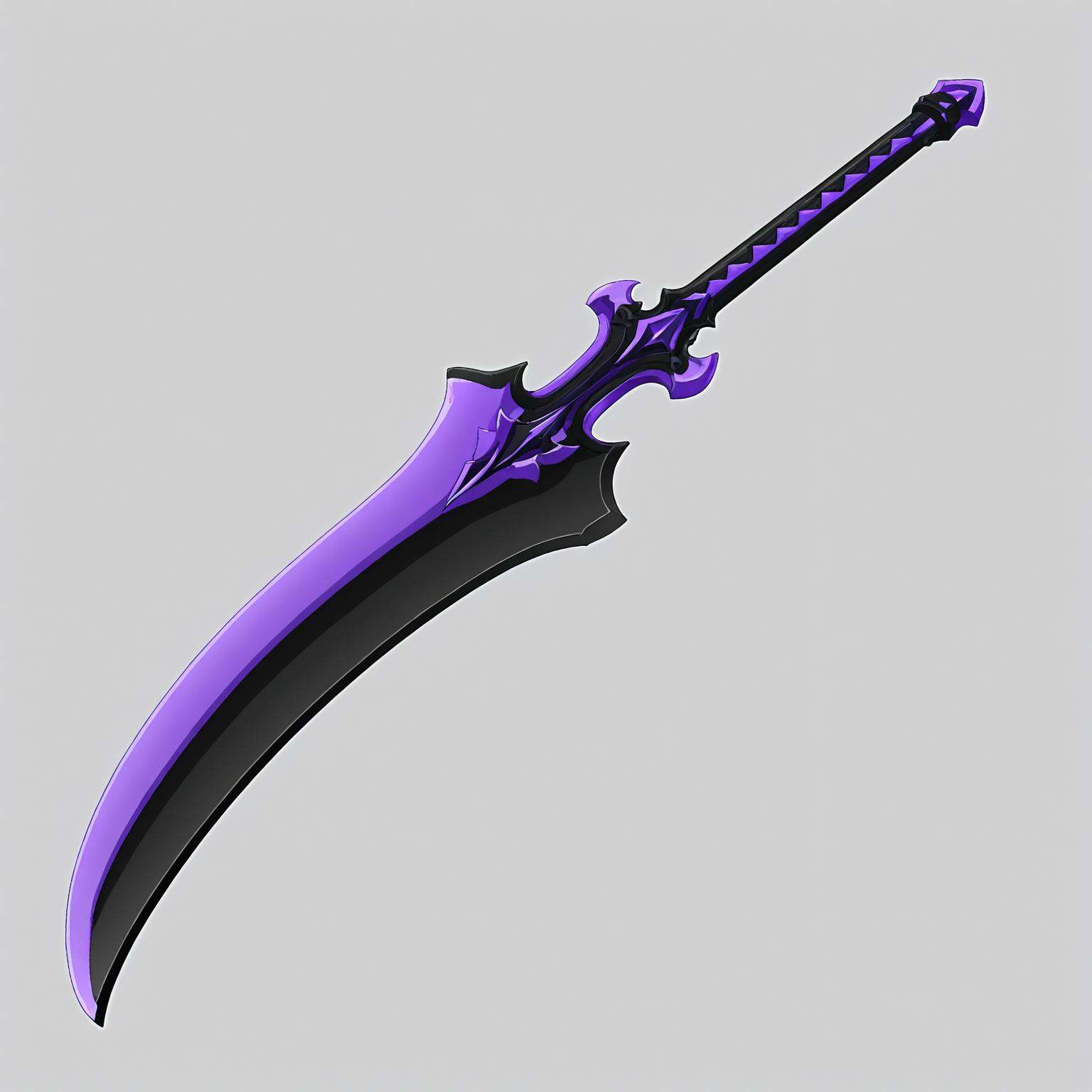 ,Stylized Fantasy Sword with a Purple and Black Design. ,white background,<lora:道具3xl-000020:0.7>,