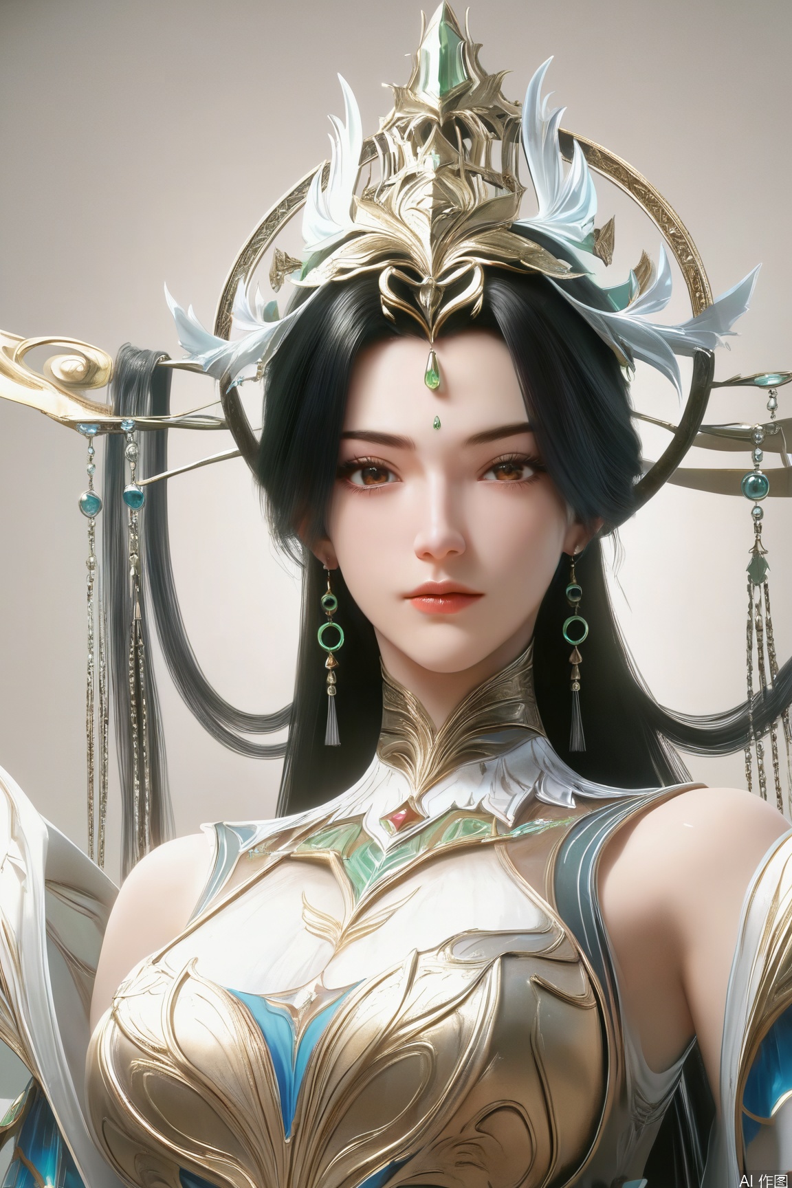 score_9_up,score_8_up,score_7_up,(Masterpiece, Best Quality, High Resolution, 8K Raw),absurdres, highres, Expressiveh,illustration,CG, 
1girl, solo, long hair, looking at viewer, black hair, brown eyes, jewelry, earrings, lips, 