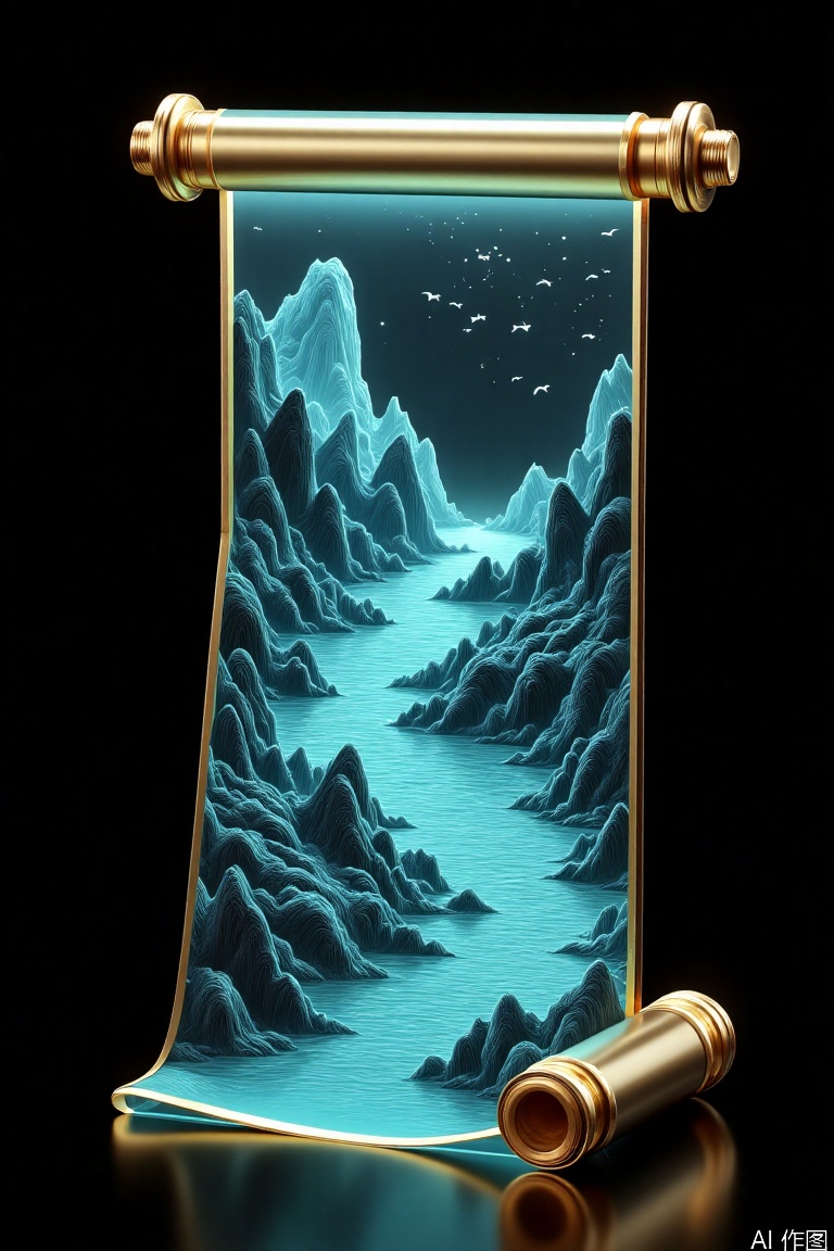 ,Scroll holographic art painting