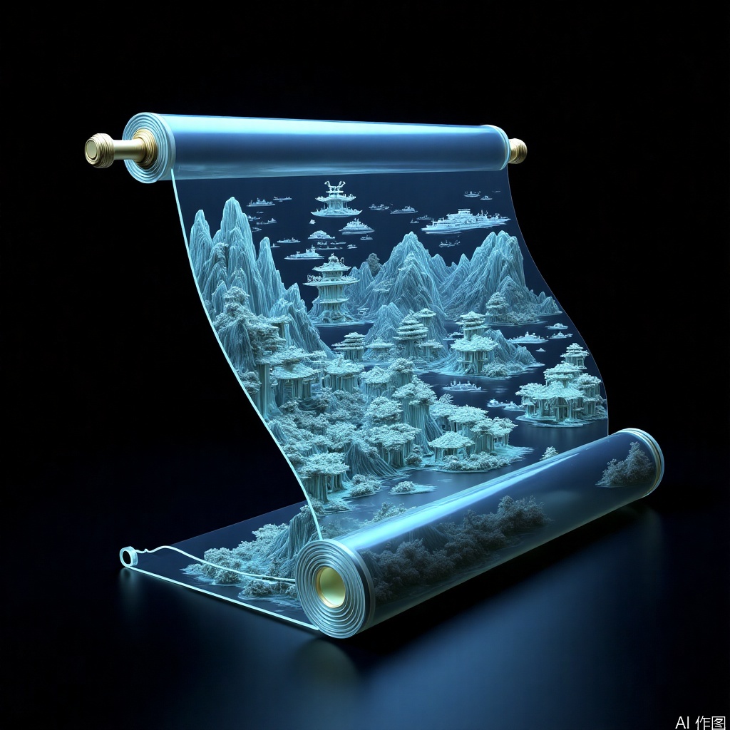 ,Scroll holographic art painting