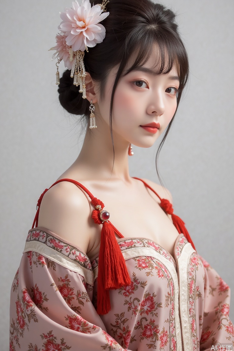 1girl,solo,hanfu,bare_shoulder,cleavage