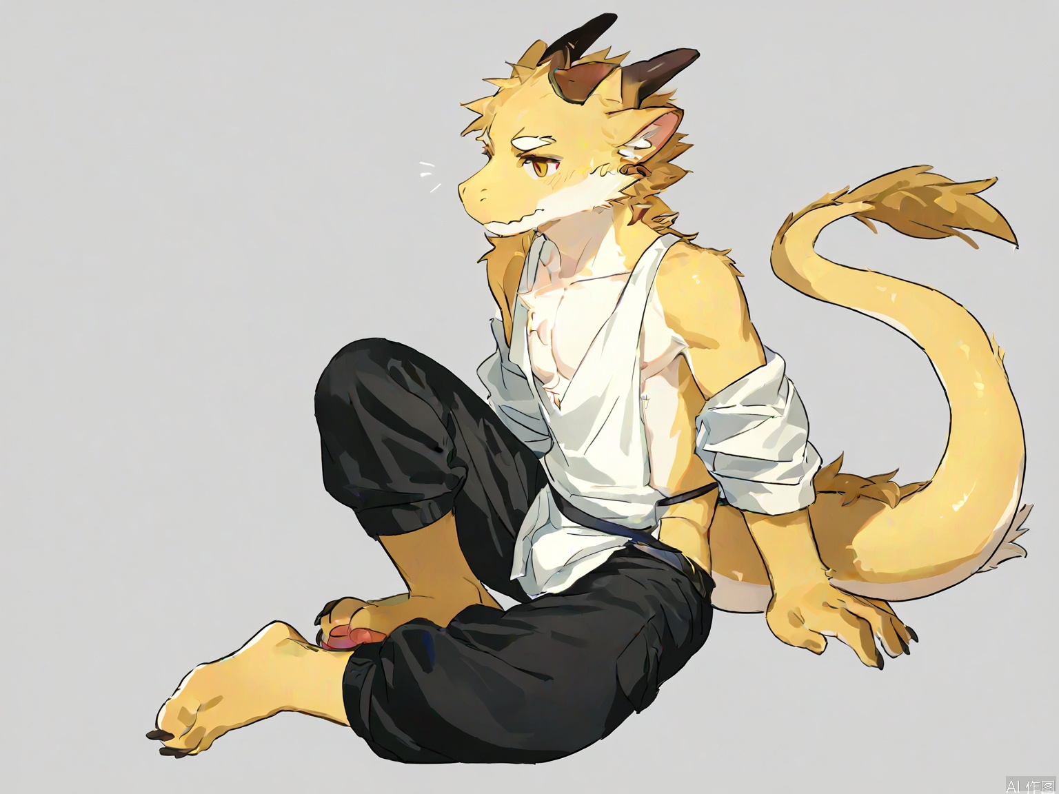 Dragon Boy,1boy,solo,male_focus,PVC Style, (masterpiece, best quality:1.1),(barefoot),body fur,furry,furry,fur,Dr.kiyo,body fur,Noyu
