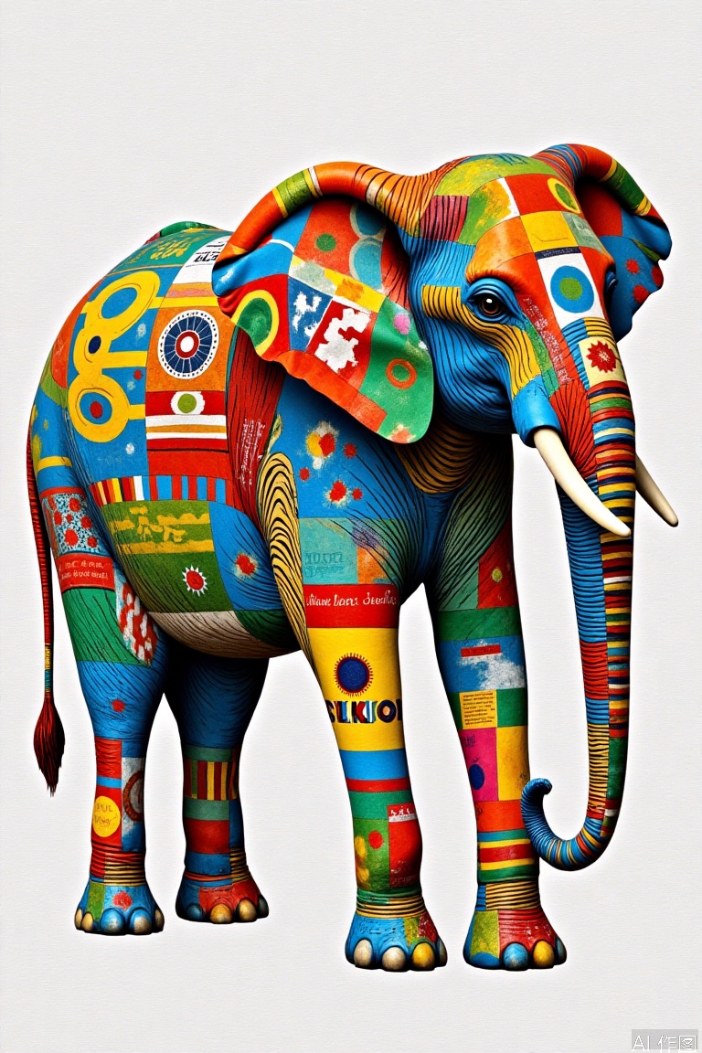 The art of collage,elephant,side mirror