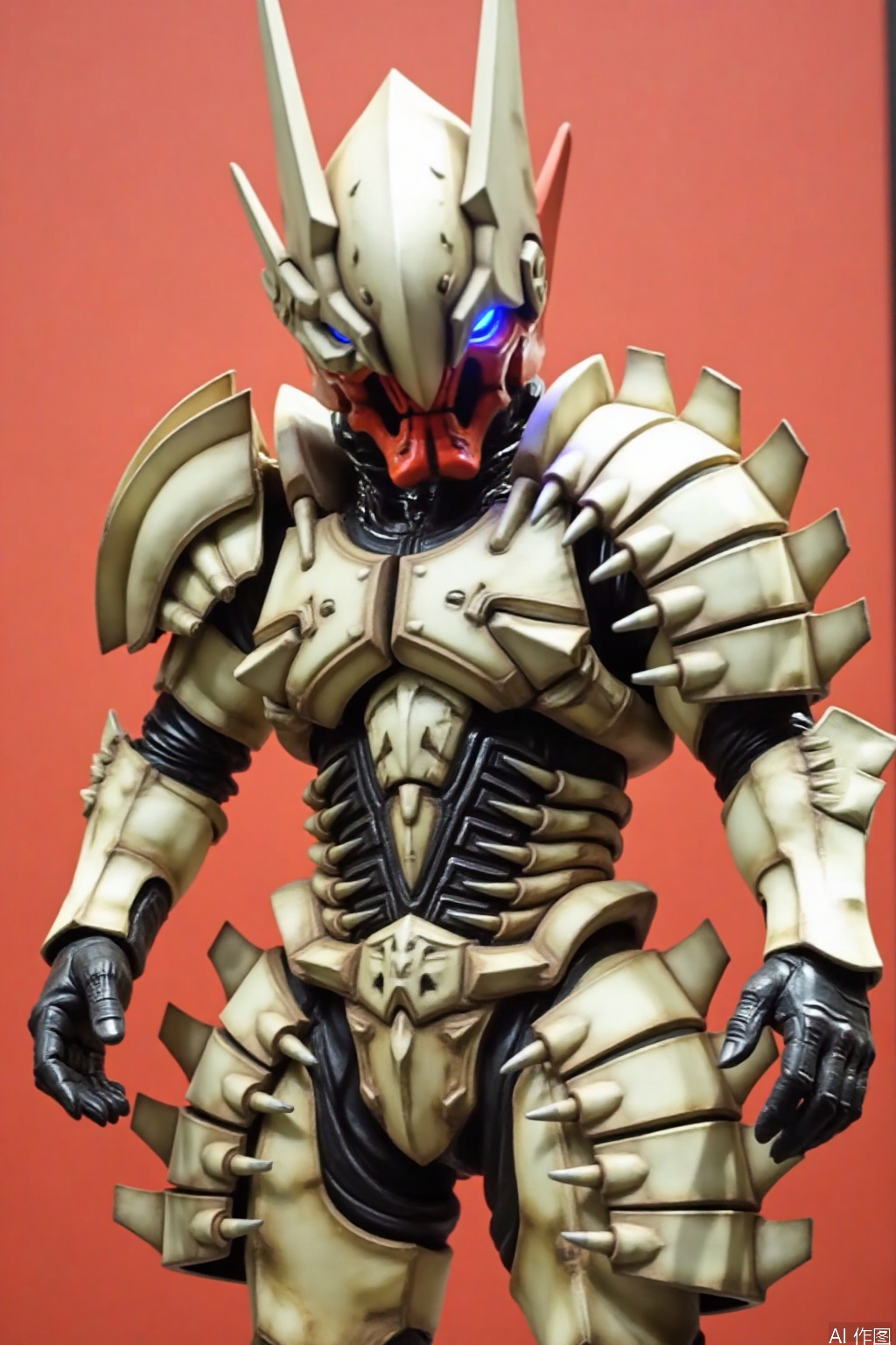 kusazuri,samurai,sheath,katana,japanese armor,mecha,pauldrons,horns,gloves,armor,spikes,weapon,full armor,helmet,mask,cover,gauntlets,shoulder armor,breastplate,samurai,mecha,white armor