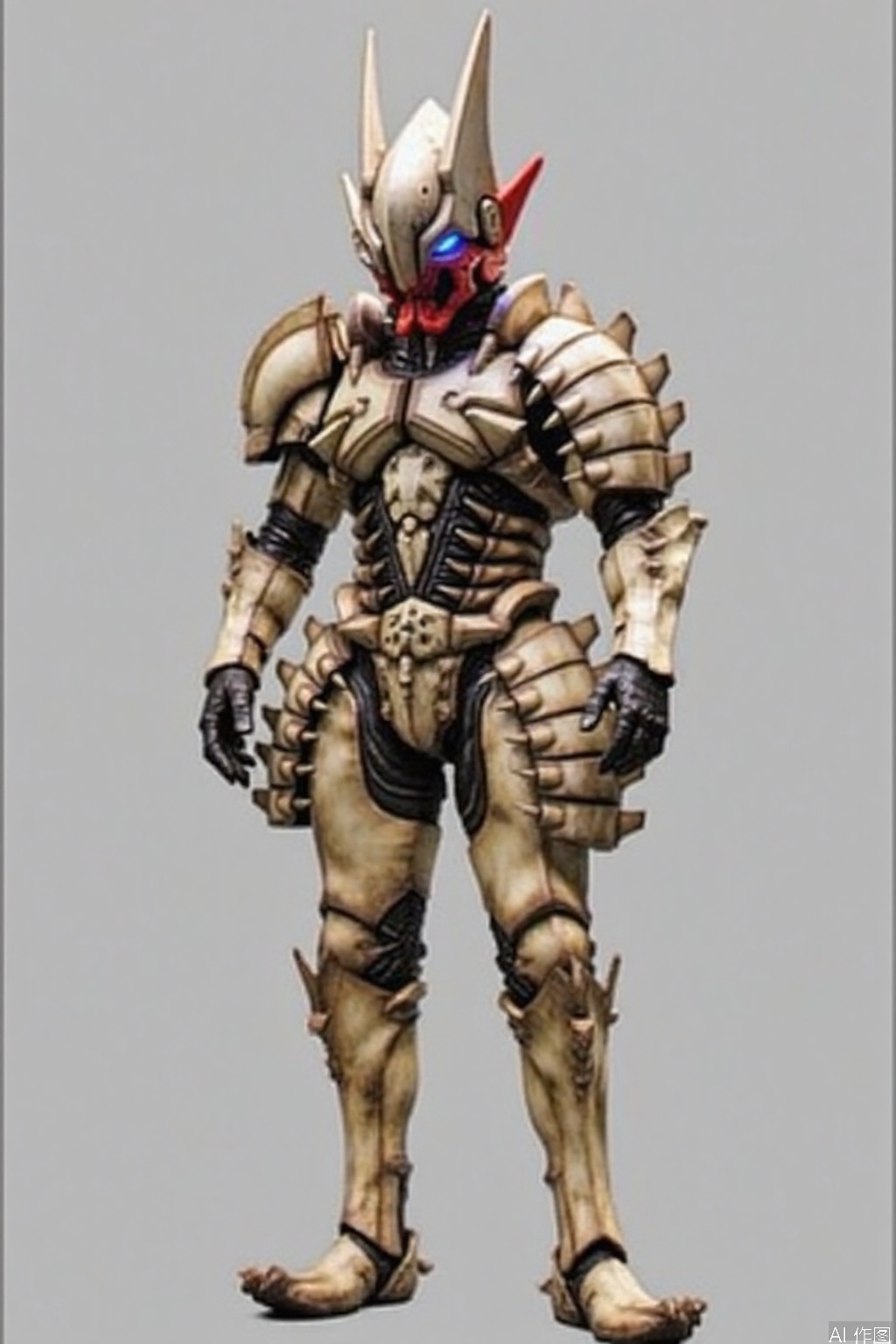 kusazuri,samurai,sheath,katana,japanese armor,mecha,pauldrons,horns,gloves,armor,spikes,weapon,full armor,helmet,mask,cover,gauntlets,shoulder armor,breastplate,samurai,mecha,white armor