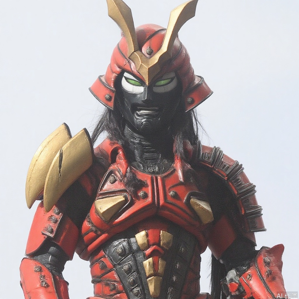 kusazuri,samurai,sheath,katana,japanese armor,mecha,pauldrons,horns,gloves,armor,spikes,weapon,full armor,helmet,mask,cover,gauntlets,shoulder armor,breastplate,samurai,mecha,white armor