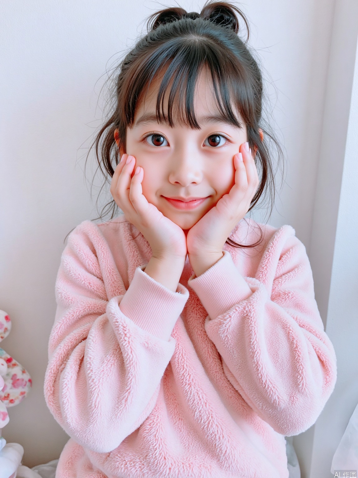 A close-up portrait of an Asian TEENAGE GIRL ,UPPER BODY,NO CLOTHING,