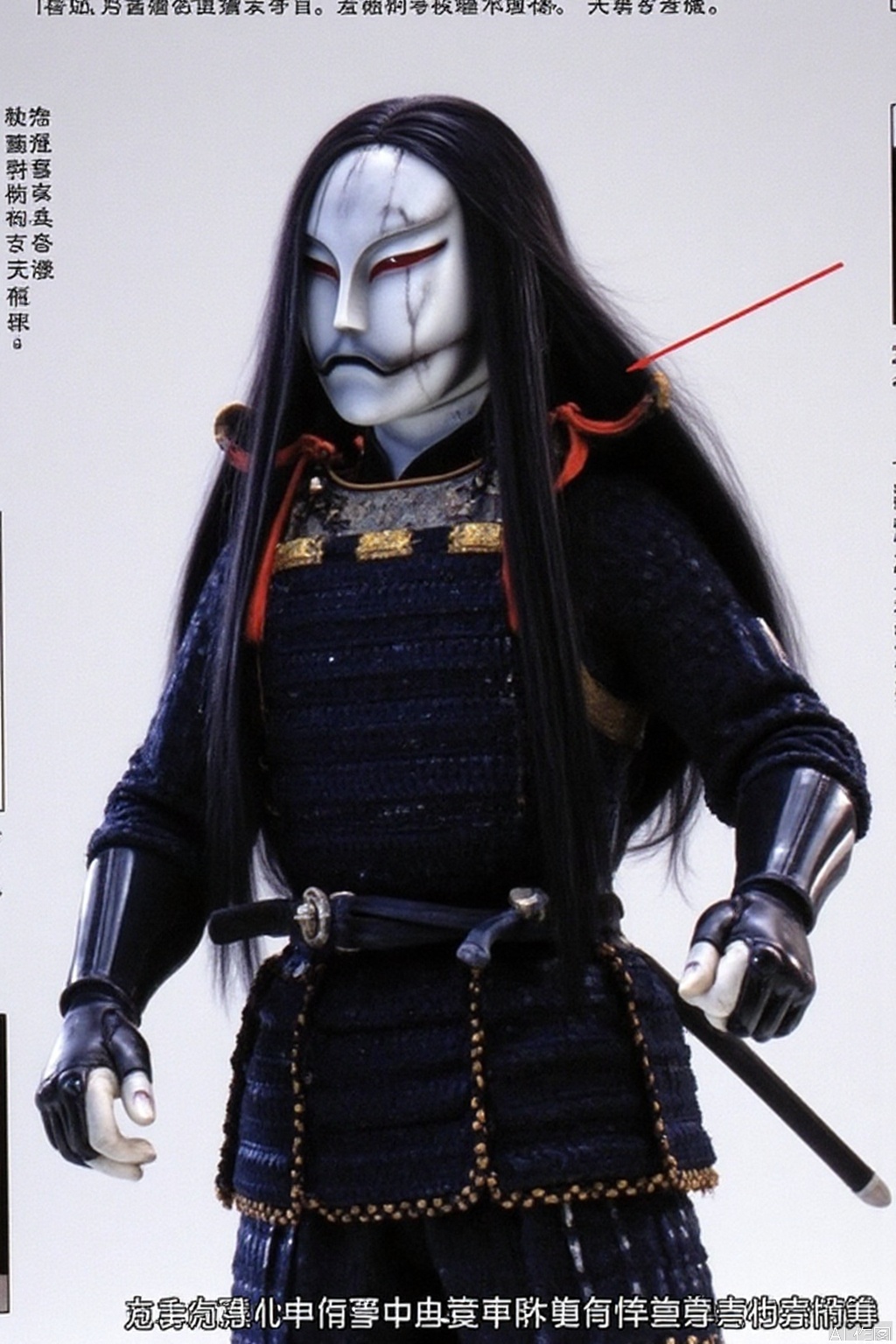 kusazuri,samurai,sheath,katana,japanese armor,mecha,pauldrons,horns,gloves,armor,spikes,weapon,full armor,helmet,mask,cover,gauntlets,shoulder armor,breastplate,samurai,mecha,white armor